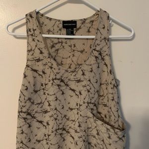 Beige Marble Splatter Top Blouse - XXS